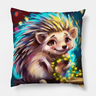 Cute Porcupine Drawing Pillow