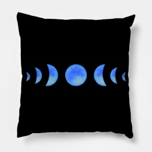 Moon Phases in Blue Pillow