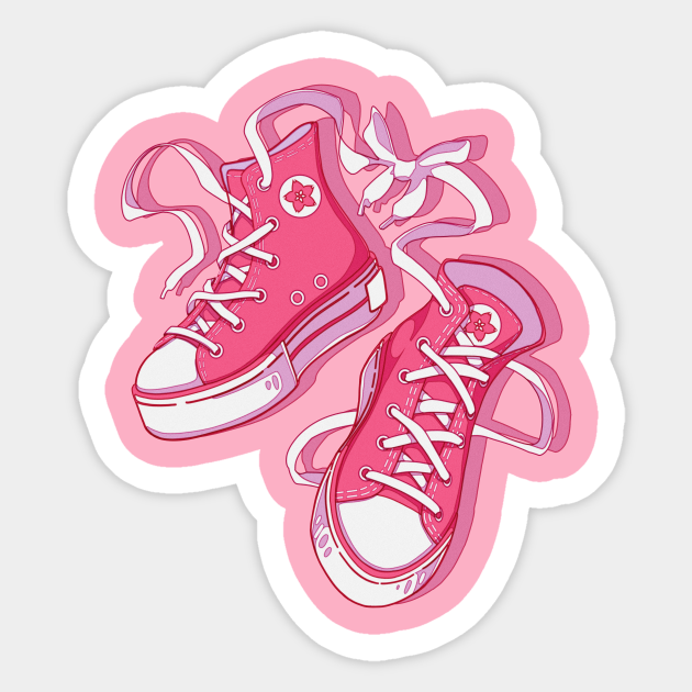 The cute pink shoes - Sneakers - Sticker | TeePublic