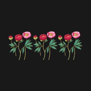 Peonies Flowers Peony Floral Red & Pink Art Work T-Shirt