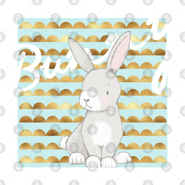 Little bunny on cute pattern by NJORDUR