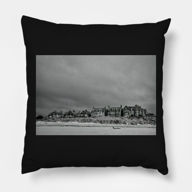 Brooding sky above Alnmouth Monochrome Pillow by Violaman