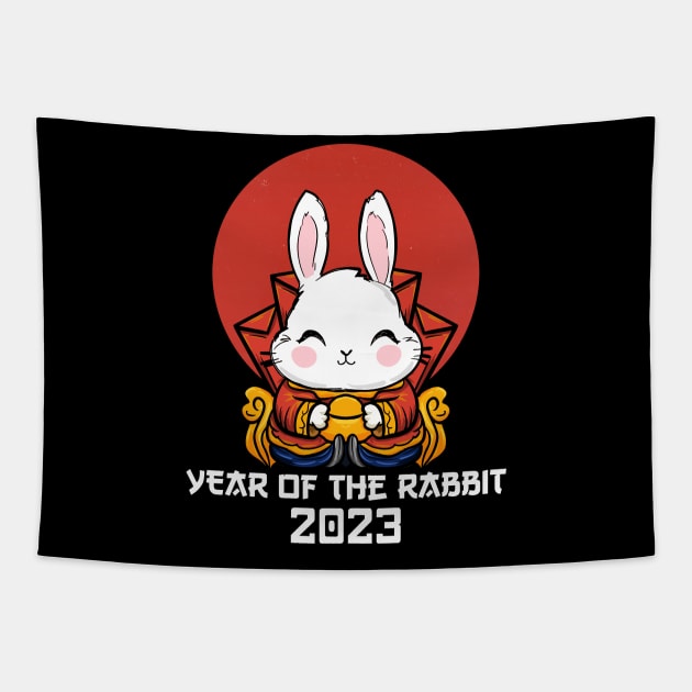 Cute Rabbit Chinese New Year 2023 - Year of the Rabbit 2023 Tapestry by Jhon Towel