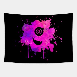 Pink Monster with One Eye Paint Splat Tapestry