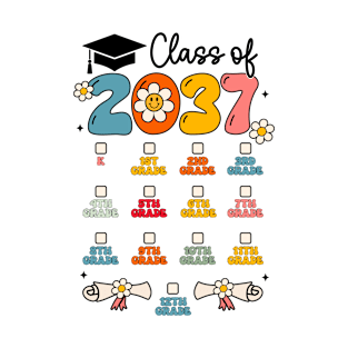 Class of 2037 Check Mark Grow With Me First Day of School T-Shirt