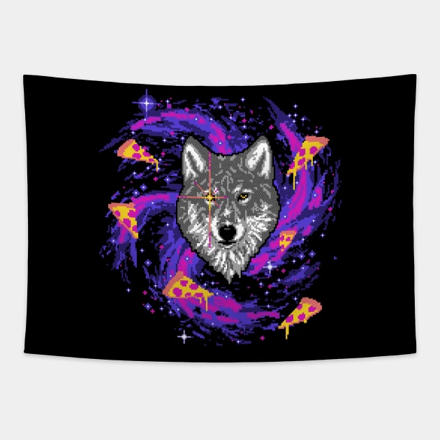 Galactic Pizza Wolf Tapestry by Hillary White Rabbit