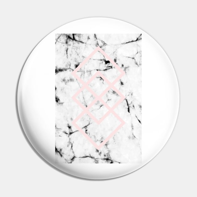 White Marble Concrete Look Blush Pink Geometric Squares Pin by fivemmPaper