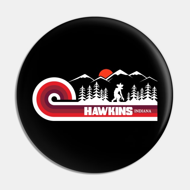 Visit Hawkins Retro 70s Dark Pin by WMKDesign