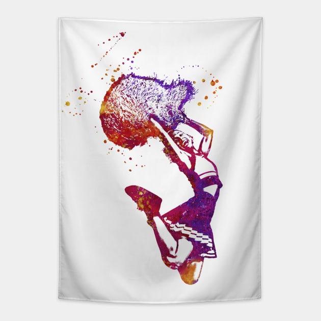 Cheeleader jumping with pom poms - 02 Tapestry by SPJE Illustration Photography