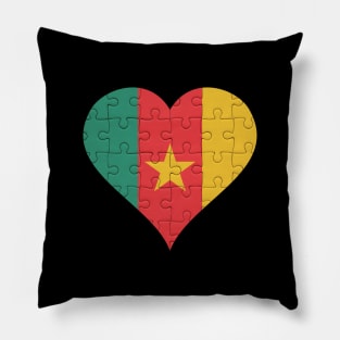 Cameroonian Jigsaw Puzzle Heart Design - Gift for Cameroonian With Cameroon Roots Pillow