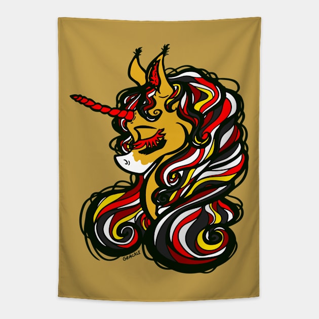 San Francisco Football Unicorn Tapestry by Jan Grackle