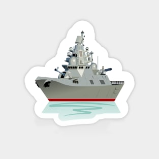 cartoon modern military frigate Magnet