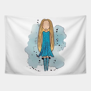 Sweet girl with long blond hair Tapestry