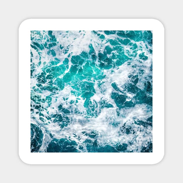 Ocean foam, Blue Ocean Summer Beach Waves Magnet by mohamedayman1