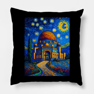 Griffith Observatory at starry night Pillow