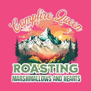 Campfire Queen Roasting Marshmallows and Hearts T-Shirt