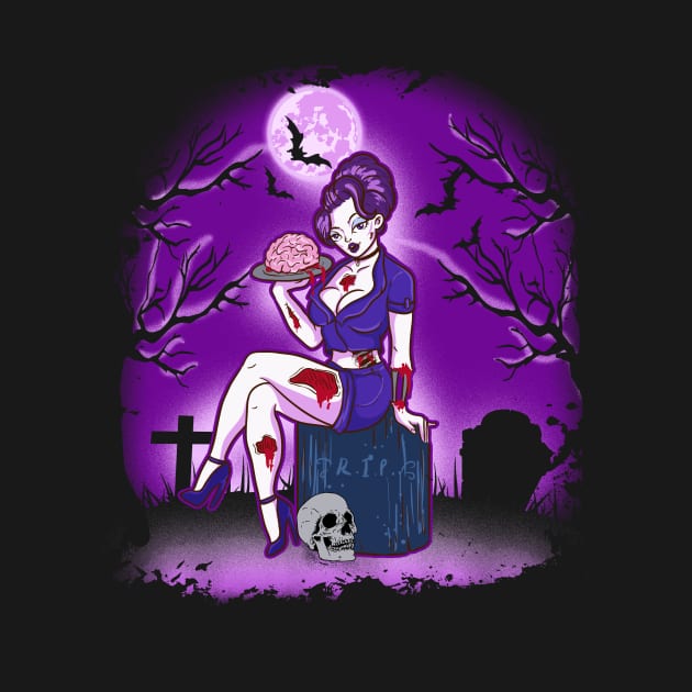 Zombie Pinup Girl Halloween Design by guitar75