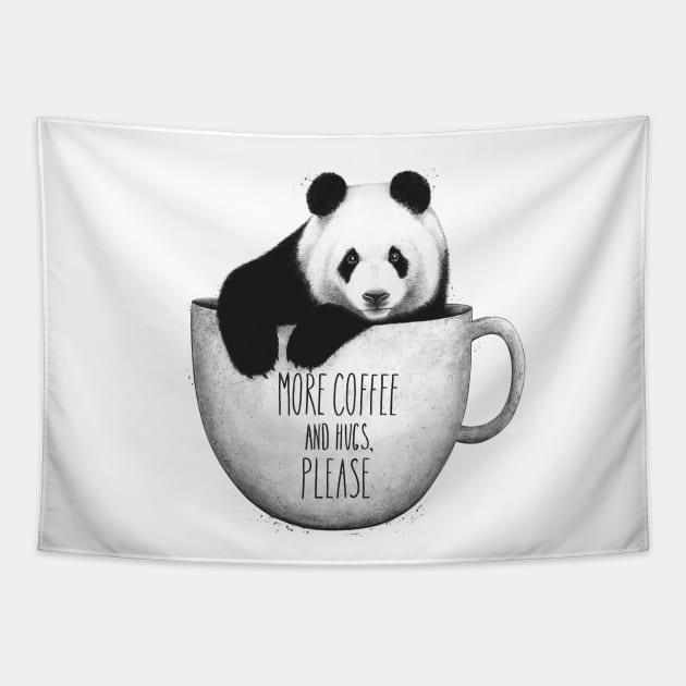 Panda with coffee Tapestry by kodamorkovkart