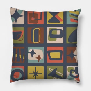 Mid Century Modern Patches in Muted Jewel Tones Pillow