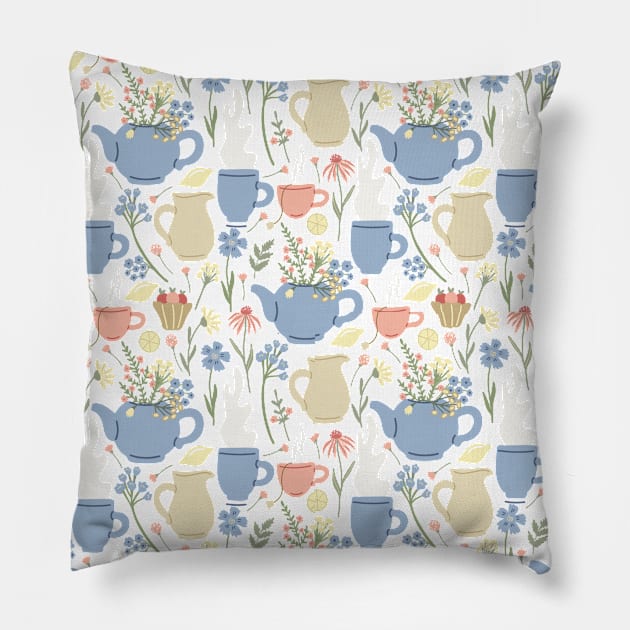 Pastel tea pot Pillow by Ingenious Creator