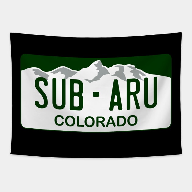 Subaru - Colorado License Plate Tapestry by Explore The Adventure