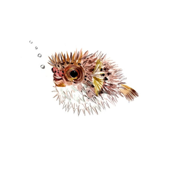 Pufferfish , coral fish, cute fish art, cute animals, animals, animal art by surenart