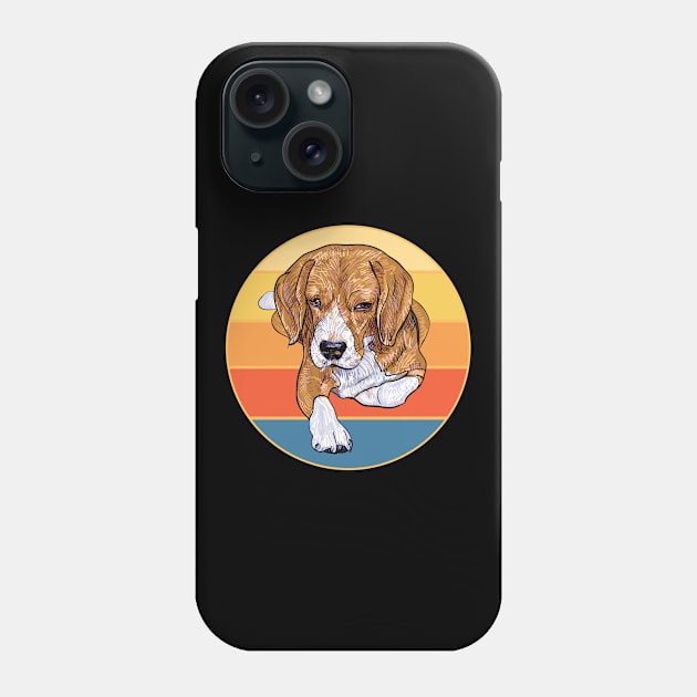 Cute Beagle Dog Breed Vintage Retro Sunset Animal Pet Phone Case by Inspirational And Motivational T-Shirts