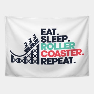 Eat, Sleep, RollerCoaster, Repeat - Theme Park Fan Tapestry