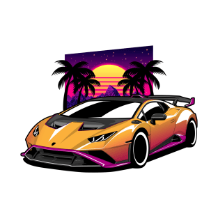 Yellow Huracan Sunset Retro T-Shirt