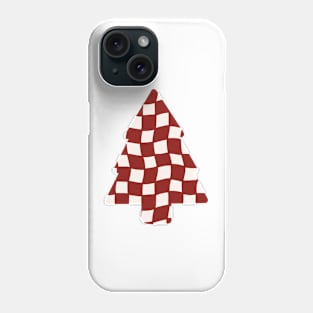 Abstract Checker Board Christmas Tree - Cranberry Red Phone Case