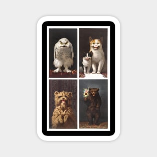 Creepy Vintage Christmas Card Animals Magnet