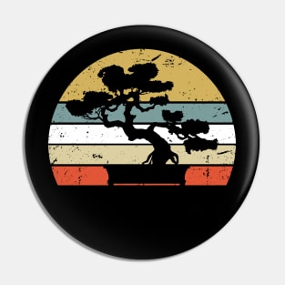 Retro Vintage Sunset Bonsai Tree Pin