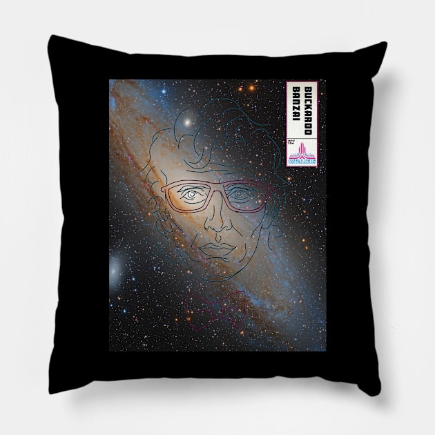 Buckaroo Bonzai (galaxy) Pillow by VinylCountdown