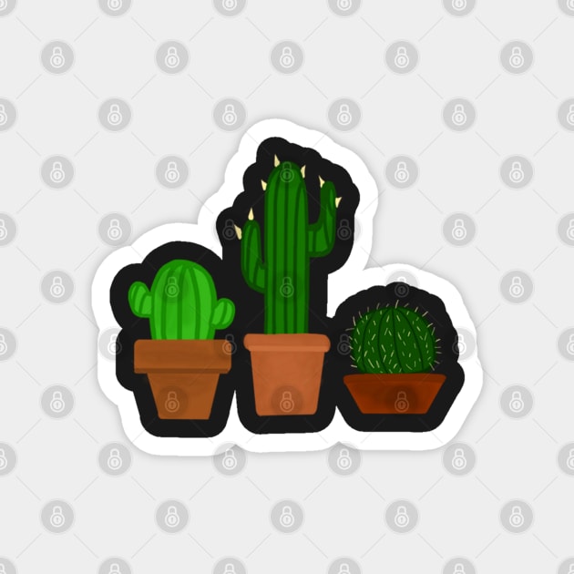 3 Cactuses Magnet by CatGirl101