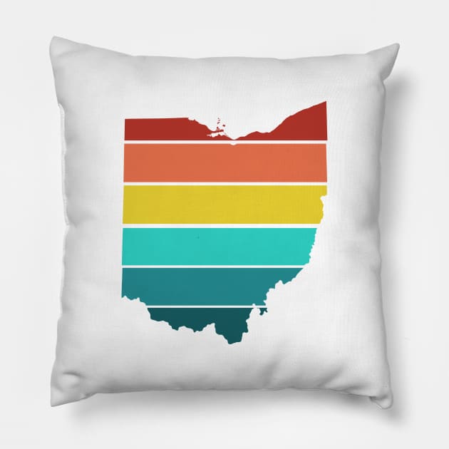 Vintage Ohio Map State Pride Retro Yellow Green Pillow by Little Duck Designs