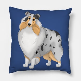 White, Blue Merle & Tan Rough Collie Dog Pillow