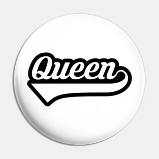 Queen Black and White (Outlined In Black With Tail) Pin