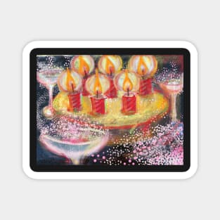 Birthday Cake with six candles Magnet