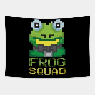 Funny Frog Squad Pixel Frog Gamer Gift Tapestry