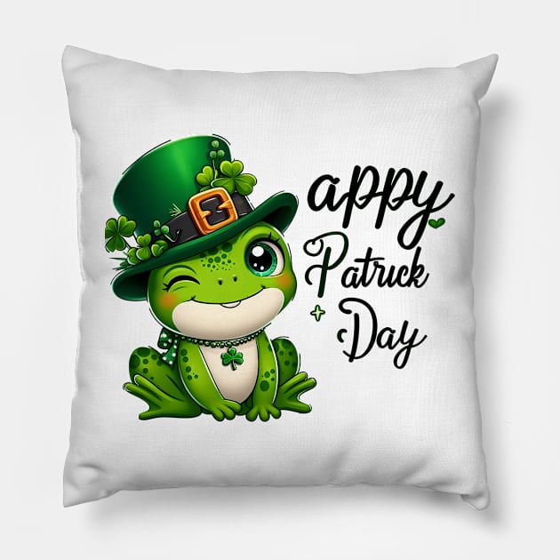 St Patricks Day Frog Face Saint Pattys Paddys Men Women Kids Pillow by click2print