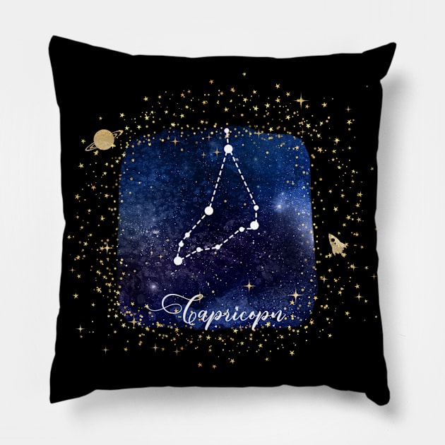 Capricorn Constellation Pillow by Underthespell