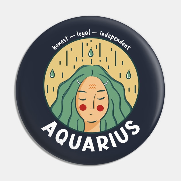 Aquarius Zodiac Girl Pin by Whimsical Frank