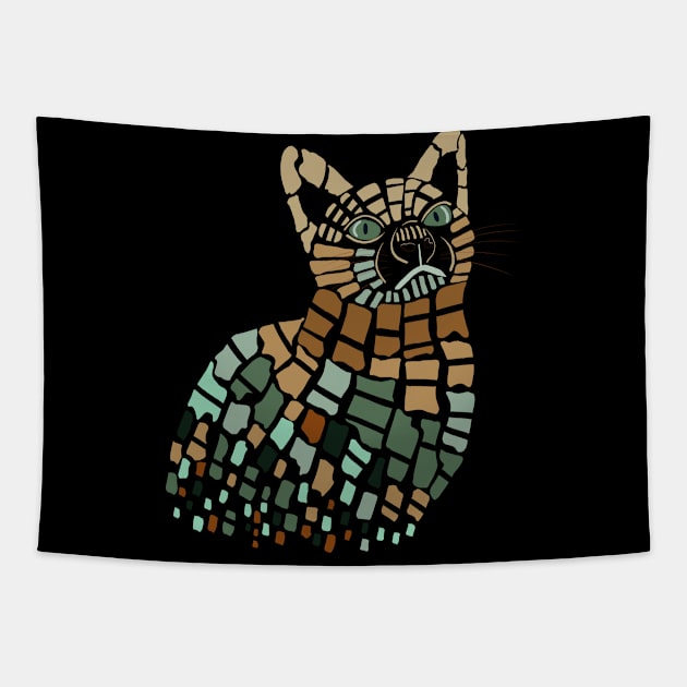 Colorful Abstract Cat Tapestry by Suneldesigns