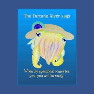 Underwater Fortune Giver - Cuttlefish with Speedboat Fortune T-Shirt