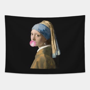 Girl with a pearl earring and gum Tapestry
