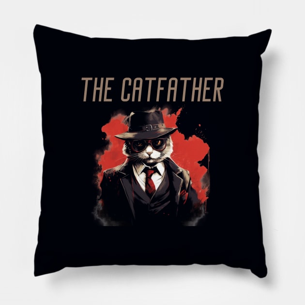 THE CATFATHER, gift present ideas Pillow by Pattyld