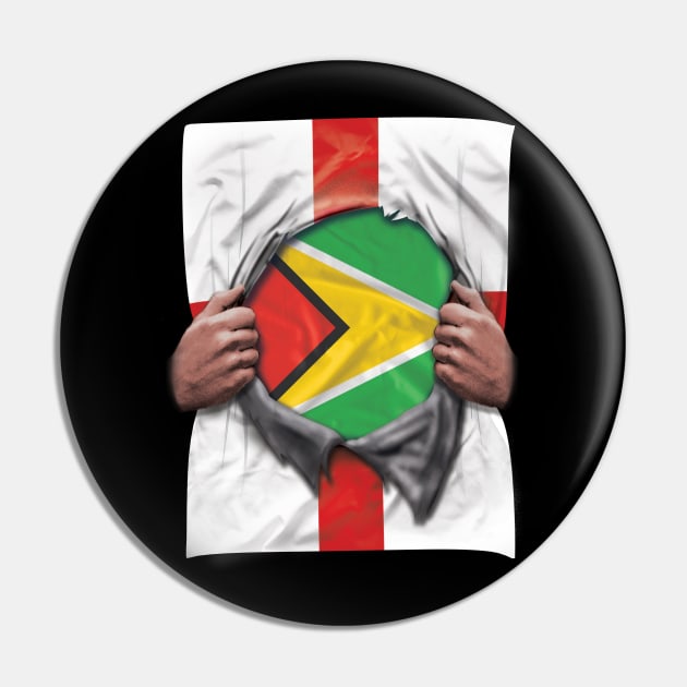 Guyana Flag English Flag Ripped - Gift for Guyanese From Guyana Pin by Country Flags