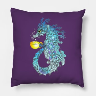 Sea Horse Blue Pillow