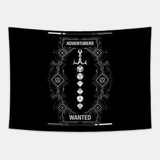 Futuristic Adventurers Wanted Polyhedral Dice Sword Tapestry