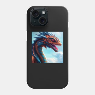 Red Serpentine Dragon with Blue Highlights Phone Case